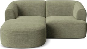 Zielony sztruksowy narożnik (lewostronny/z szezlongiem) Campi – Cosmopolitan Design