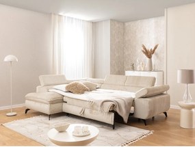 Beżowy sztruksowy narożnik (lewostronny/w kształcie litery L) Marbeya – Ropez