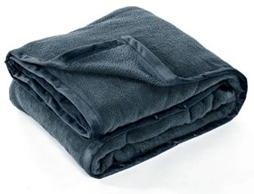Ciemnoniebieska narzuta na łóżko dwuosobowe z mikropluszu 220x240 cm Lamis – Tiseco Home Studio