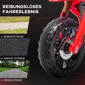 AIYAPLAY Motocykl Elektryczny dla Dzieci, Napęd 6V, Kółka Boczne, Klakson, Dźwięk Startu, 3-8 Lat, Czerwony