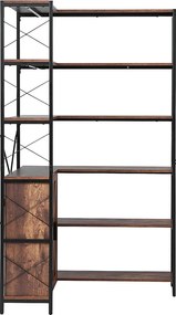 Półka Narożna SucceBuy 6-Poziomowy Regał Narożny z Drzwiczkami do Przechowywania, Duży Organizer w Kształcie Litery L z Metalową Ramą i Regulowanymi Półkami