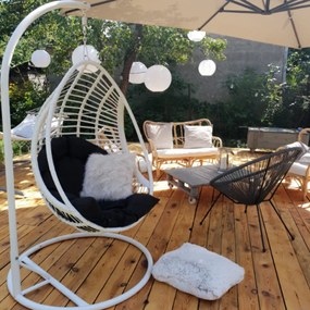 Kokon BELLISSIMO (fotel + stelaż) z białego technorattanu pokrowiec GRATIS