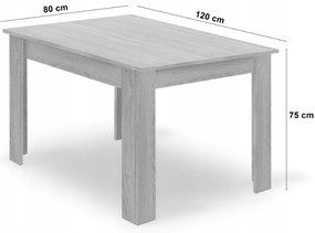 Zestaw do jadalni 1+4, czarny stół w dekorze złoty dąb MADO 120x80cm i czarne aksamitne krzesło do jadalni IMOLA