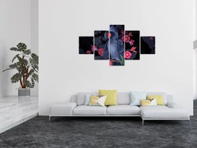 Obraz - Papuga wśród kwiatów (125x70 cm)