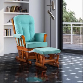 Fotel bujany z podnóżką 20455 OAK, turkusowy