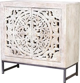 Bufet w stylu manguier pieds w metalowym białym i szarym starym