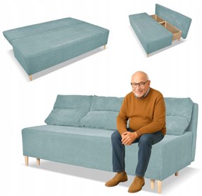 Kanapa sofa KIMO funkcja spania pojemnik Family Meble Anafi turkus sztruks