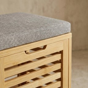 Bambusowy kosz na pranie z siedziskiem DISA, 40 l