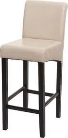 Stołek barowy MCW-C33,  kremowy, ciemne nogi, imitacja skóry