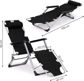 Składany leżak ogrodowy z regulacją Santora 010, czarny