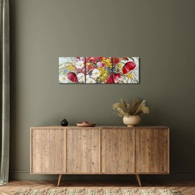 Obraz wazonu z dzikimi kwiatami (z zegarem) (90x30 cm)