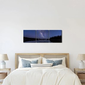 Obraz nocnego nieba (z zegarem) (90x30 cm)