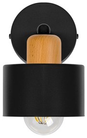 Czarny kinkiet LED WD-BU1010SC jednopunktowy z metalu i drewna