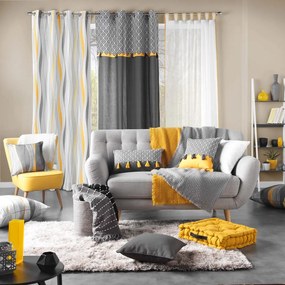 Żółto-biała zasłona 140x260 cm Ondulys – douceur d'intérieur