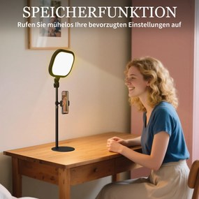 HOMCOM LED Lampka Nocna, 10 Poziomów Ściemniania, 5 Kolorów, Funkcja Pamięci, Metal, Czarny