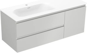 Mexen Orio szafka łazienkowa 120 cm z umywalką Vela lewą, 2S, 1D, szara mat/biała mat - 91A13-12047-3-BBFFF62-W23L01