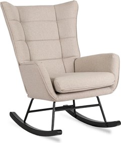 Fotel Bujany na Biegunach Uszak Wypoczynkowy JACKSON Beżowy do Salonu Nowoczesny