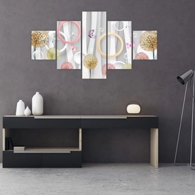 Abstrakcyjny obraz z dmuchawcami (125x70 cm)