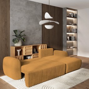 Masseno Narożnik MODENZA z funkcją spania i pojemnikiem na pościel Narozniki L, Rozkładana sofa - Żółty, POSO 01
