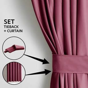 Bordowa/różowa aksamitna zasłona częściowo zaciemniająca (dimout) 140x270 cm Eyelets – Restilo