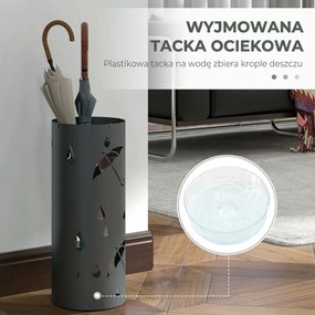 HOMCOM Stojak na Parasole, Stal, Kolumnowy, Wyjmowane Dno, Ø17 x 41H cm, Szary