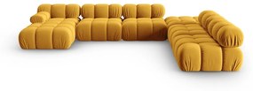 Żółta aksamitna sofa 379 cm Bellis – Micadoni Home