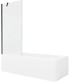 Mexen Vega wanna prostokątna 170 x 70 cm z obudową i parawanem 1-skrzydłowym 80 cm, transparent, czarny - 550117070X9508000070