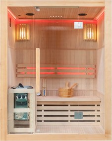 Sauna fińska wewnętrzna wysokotemperaturowa z piecem HARVIA 4,5KW z kamieniami 3-4 osobowa 150x120 CM