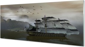 Szkło do Kuchni na Ścianę Statek u Podnóża Gór