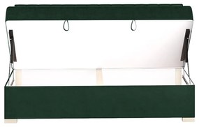 Ciemnozielone łóżko dziecięce ze schowkiem i materacem 90x200 cm Chill – Ghado