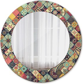 Lustro z nadrukiem okrągłe Etniczny kwiatowy
