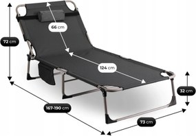 Leżak Ogrodowy VENUS 190x73 cm Szary
