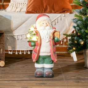 HOMCOM Figurka świąteczna z choinką i prezentem, 3 ciepłobiałe LEDy, na baterie, 50 cm | Aosom PL