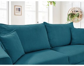 Niebieska sztruksowa rozkładana sofa 225 cm Augustin – Bobochic Paris