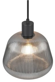 Czarna lampa wisząca ze szklanym kloszem ø 22 cm Tarifa – Trio