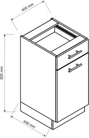 Szafka dolna z szufladą 40 cm grafit - Beril 5X