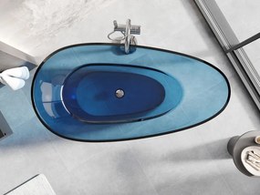Mexen Glass wanna wolnostojąca transparentna 170 x 85 cm, denim, korek chrom - 58061708507