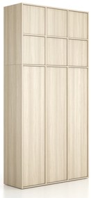 Nadstawka do szaf FRAME, 6x drzwi, 1299 x 450 x 854 mm, PUSH-lock, dąb naturalny