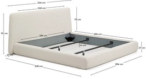 Beżowe tapicerowane łóżko dwuosobowe bez stelaża 180x200 cm Martina – Kave Home