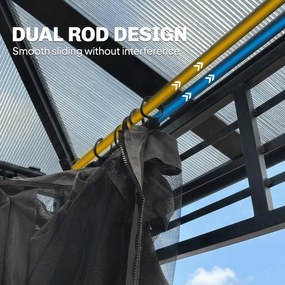 Outsunny Pawilon ogrodowy ok. 3,6x3m aluminiowy pawilon z 6 mm poliwęglanowym dwuwarstwowym dachem moskitierą 4 bocznymi panelami ciemnoszary | Aosom PL