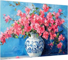 Obraz - Wazon z różowymi kwiatami (70x50 cm)