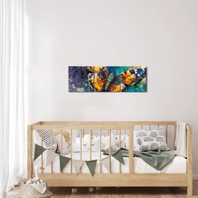 Obraz - Motyl, obraz olejny (z zegarem) (90x30 cm)