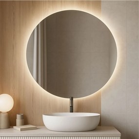 Massi Lustro okrągłe  podświetlane bezramowe MOON XXL LED 120 cm | Różne rozmiary | Różne kolory : Kolor tafli szkła - Brąz, Średnica - 80 cm