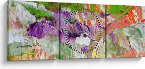 Obraz abstrakcji - malarstwo (z zegarem) (90x30 cm)