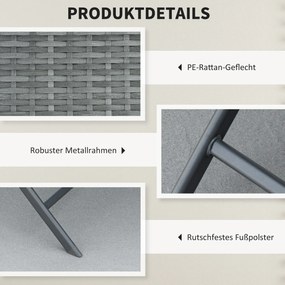 Outsunny Zestaw Bistro 3cz Rattan Polyrattan Stół i Krzesła do Ogrodu Balkonu Szary Wymiary 60x60x72cm | Aosom PL