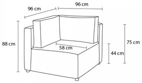 Jasnoszary sztruksowy moduł sofy (strona zmienna) Nihad modular – Bobochic Paris
