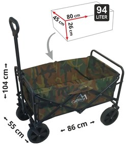 Cattara 13704 Składany wózek kempingowy Trogir Army, 104 x 86 x 55 cm, M