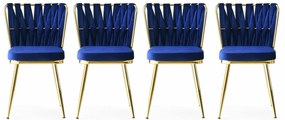 Zestaw krzeseł do jadalni Kusakli Navy Blue andGold, 4 szt., 4 szt.