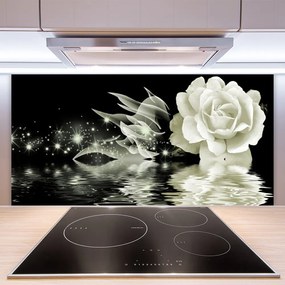 Szkło Ozdobne do Kuchni Czerwona Róża W Kroplach Deszczu