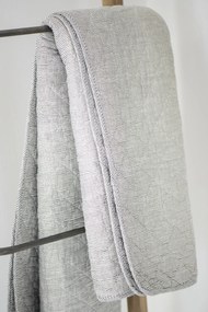 Biały bawełniany koc z szarymi paskami 130x180 cm